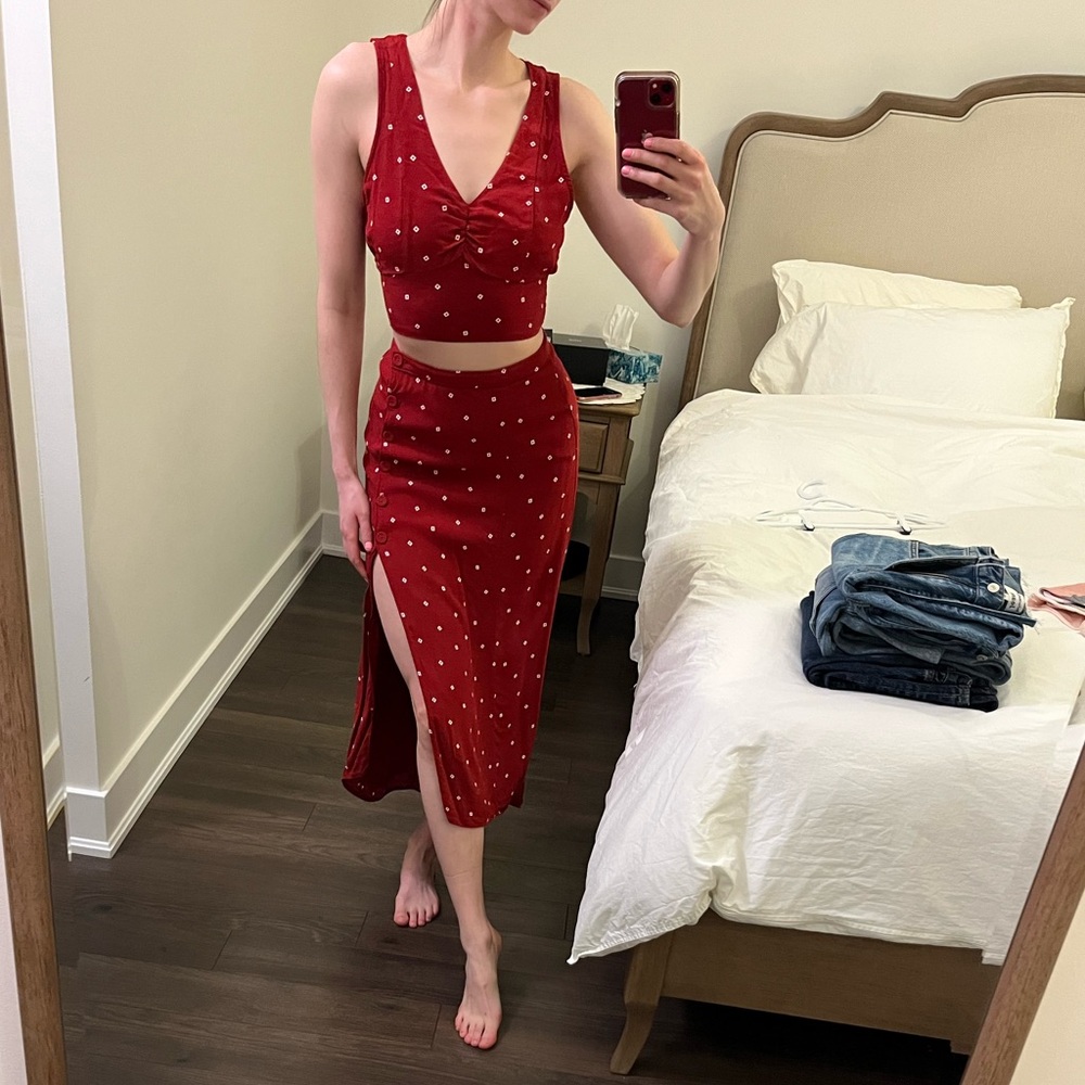 Vintage Style Red Polka Dot Skirt Set - Picture 1 of 14